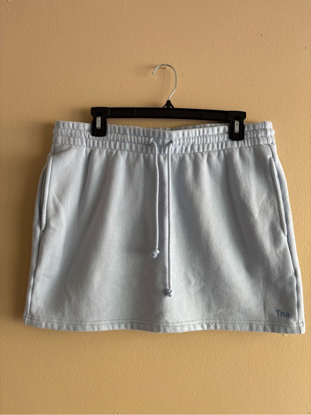 TNA Cozy Fleece Boyfriend Mini Skirt Light Blue Size Large Aritzia Lounge Skirt